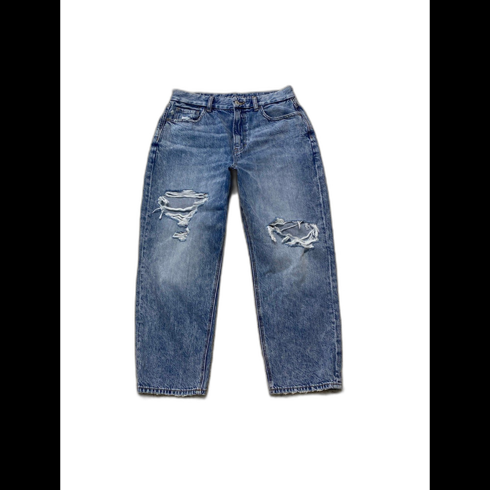 American Eagle Curvy Mom Jean High-Rise Distressed Denim Size 8 Extra Short